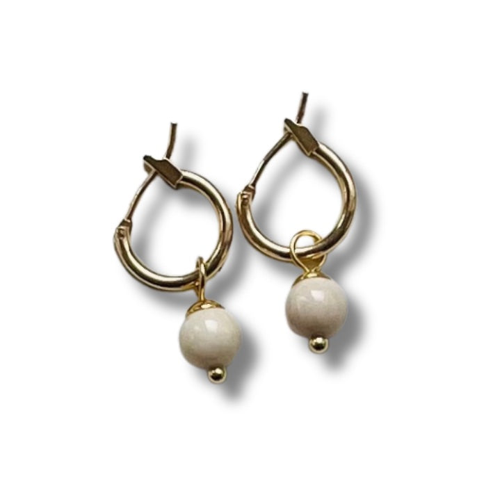 Capri Small Fossil Stone Earrings