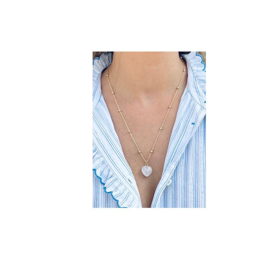 Gemstone Necklace - Clear Quartz Heart