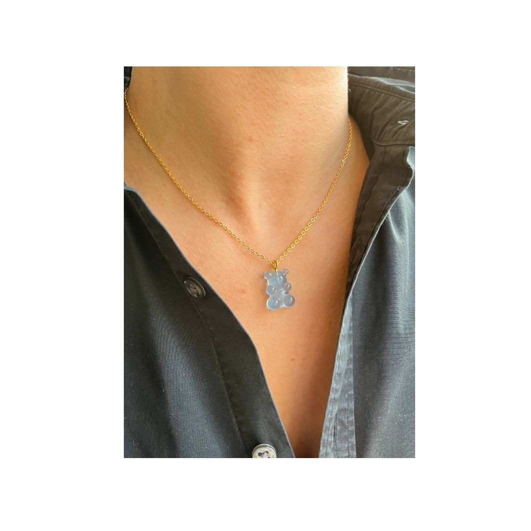 Teddy Bear Necklace Blue