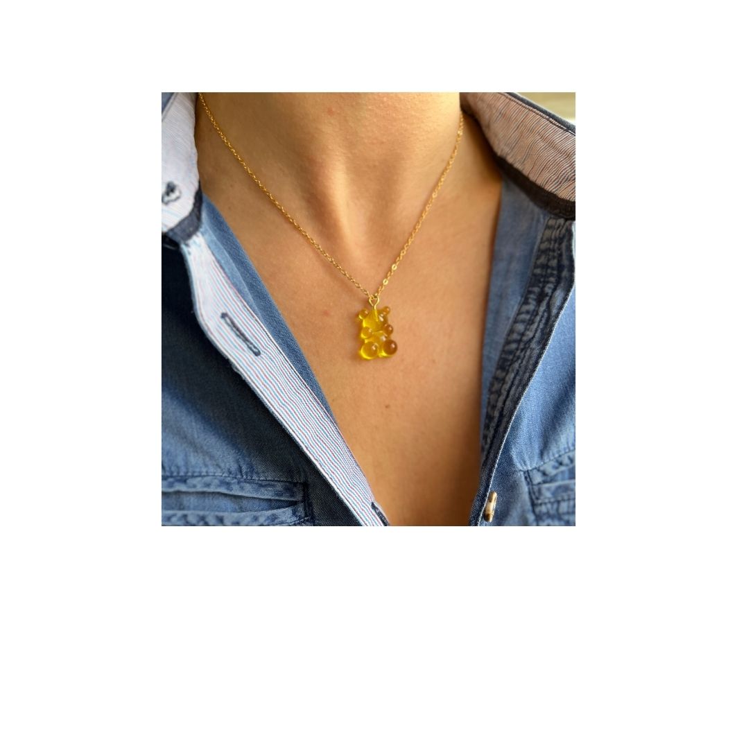 Teddy Bear Necklace Yellow