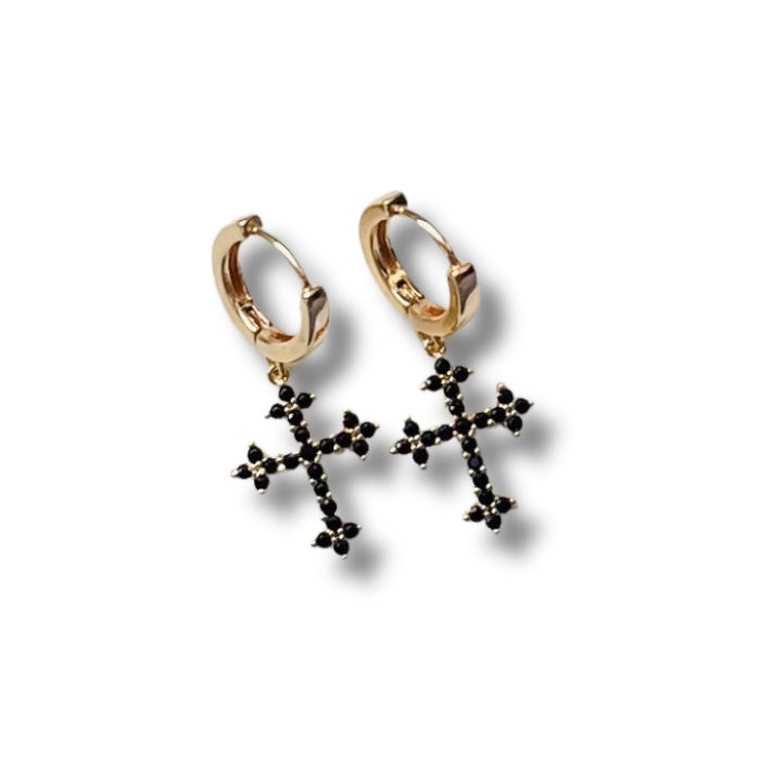 Willow Cross Gold Earrings