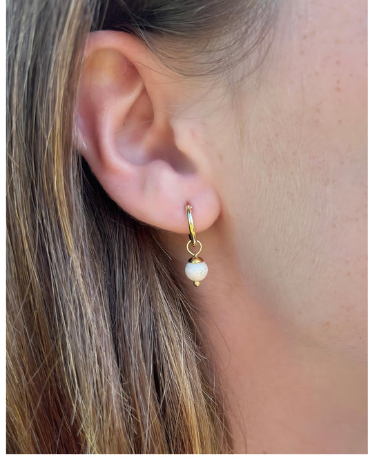 Capri Small Fossil Stone Earrings
