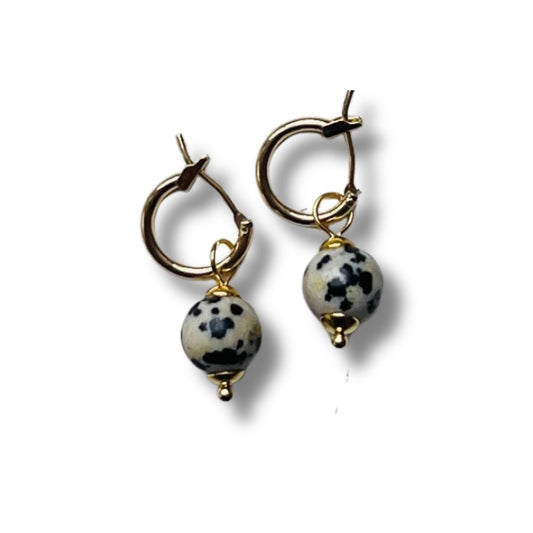 Capri Big Dalmatian Jasper Earrings
