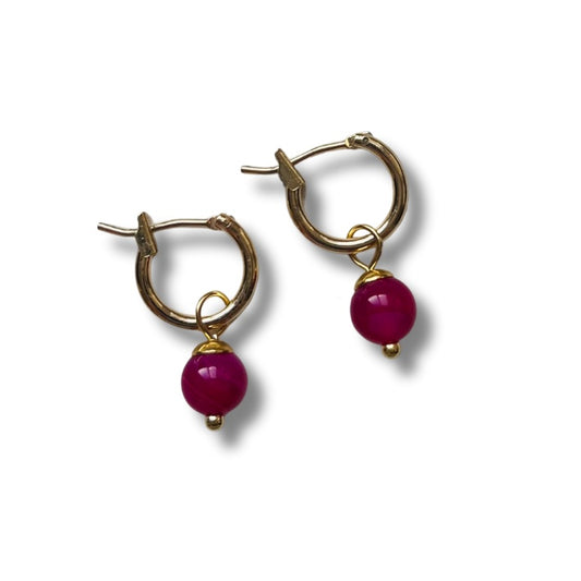 Capri Small Fuchsia Agate Earrings