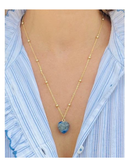 Gemstone Necklace - Heart Sodalite