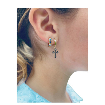 Willow Cross Gold Earrings