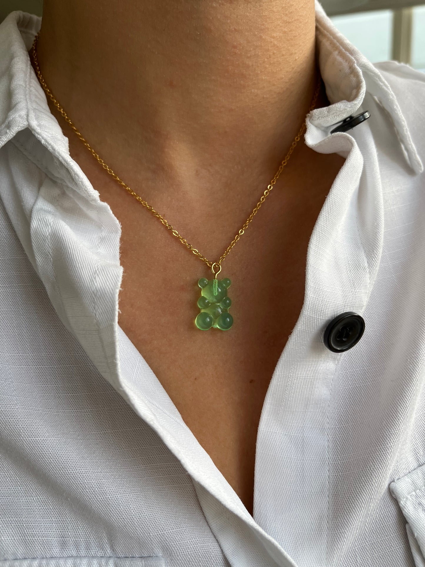 Teddy Bear Necklace Green