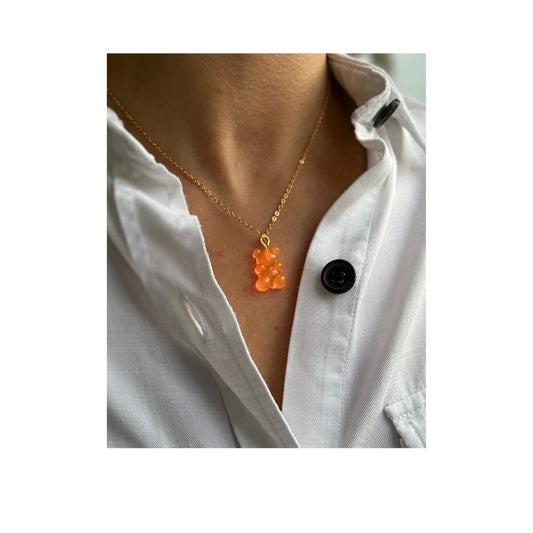 Teddy Bear Necklace Orange